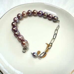Freshwater Pearl Bracelet with Silver Chain